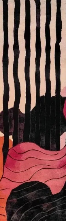 Striped and Swirled Hand Tufted Rug 