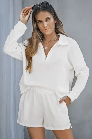 Sweatshirt and High Waist Shorts Set