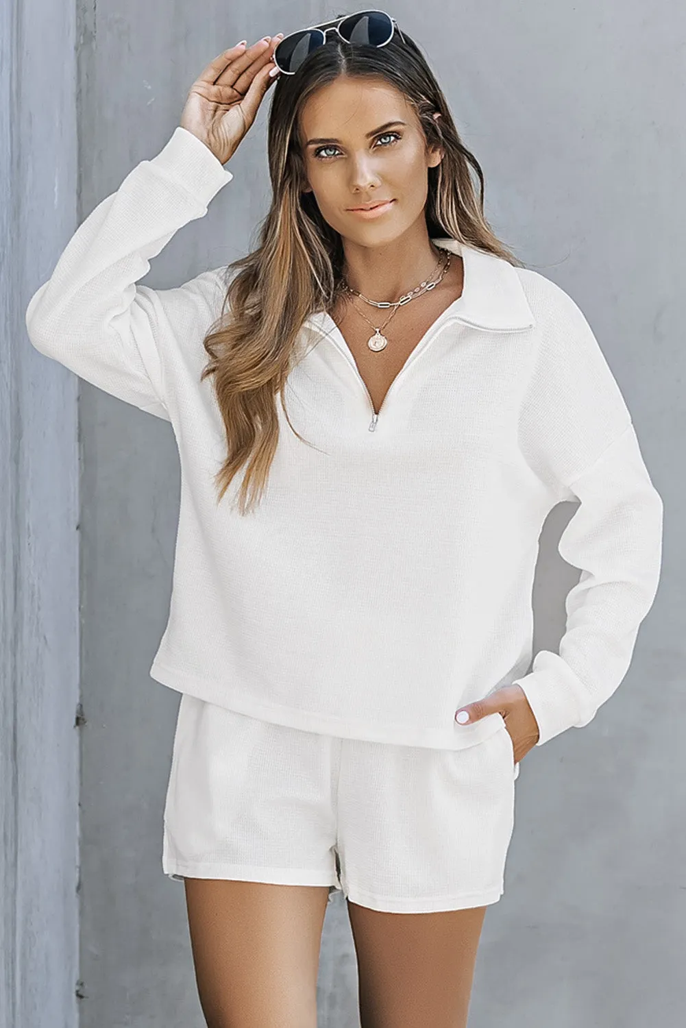 Sweatshirt and High Waist Shorts Set