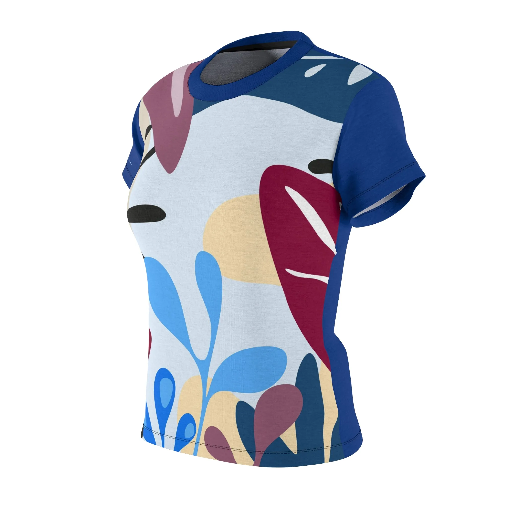T-Shirt, Blue Light Blue Foliage