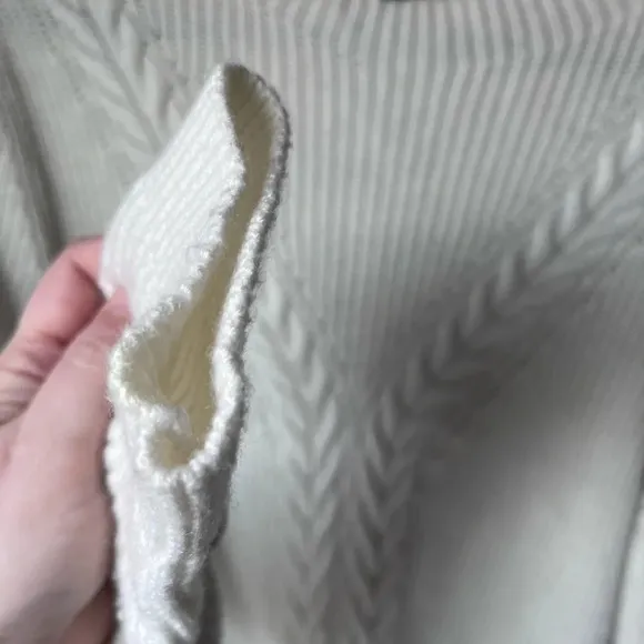 Talbots Sweater Women X Off White Cable Knit nylon Lambs Wool blend comfy cozy