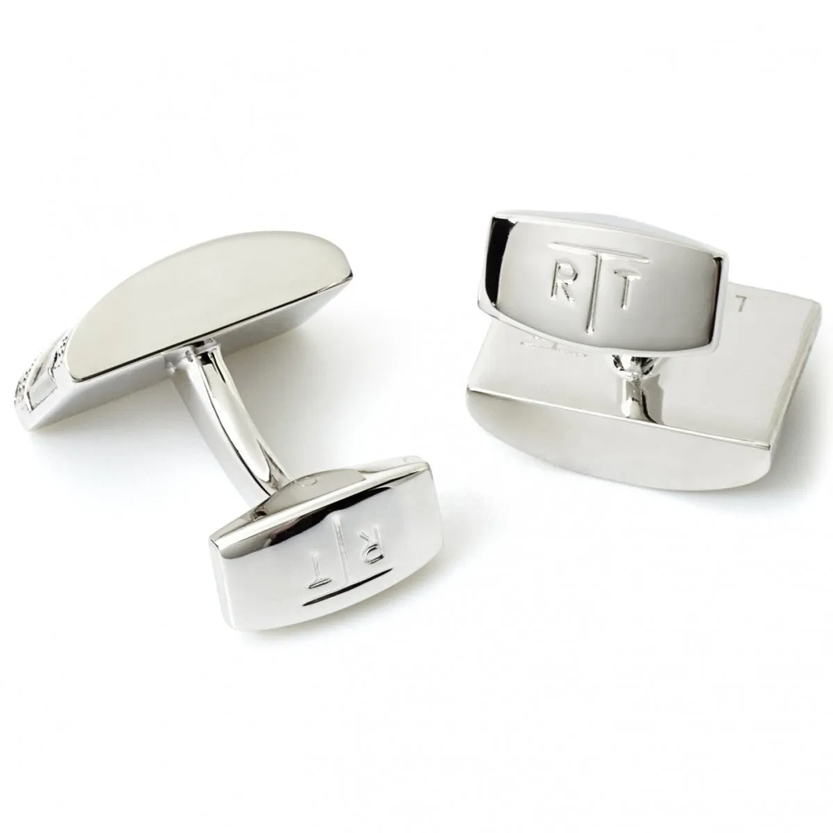 Tateossian Carbon Fibre D-Shape Black Cufflinks