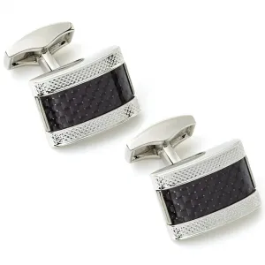 Tateossian Carbon Fibre D-Shape Black Cufflinks
