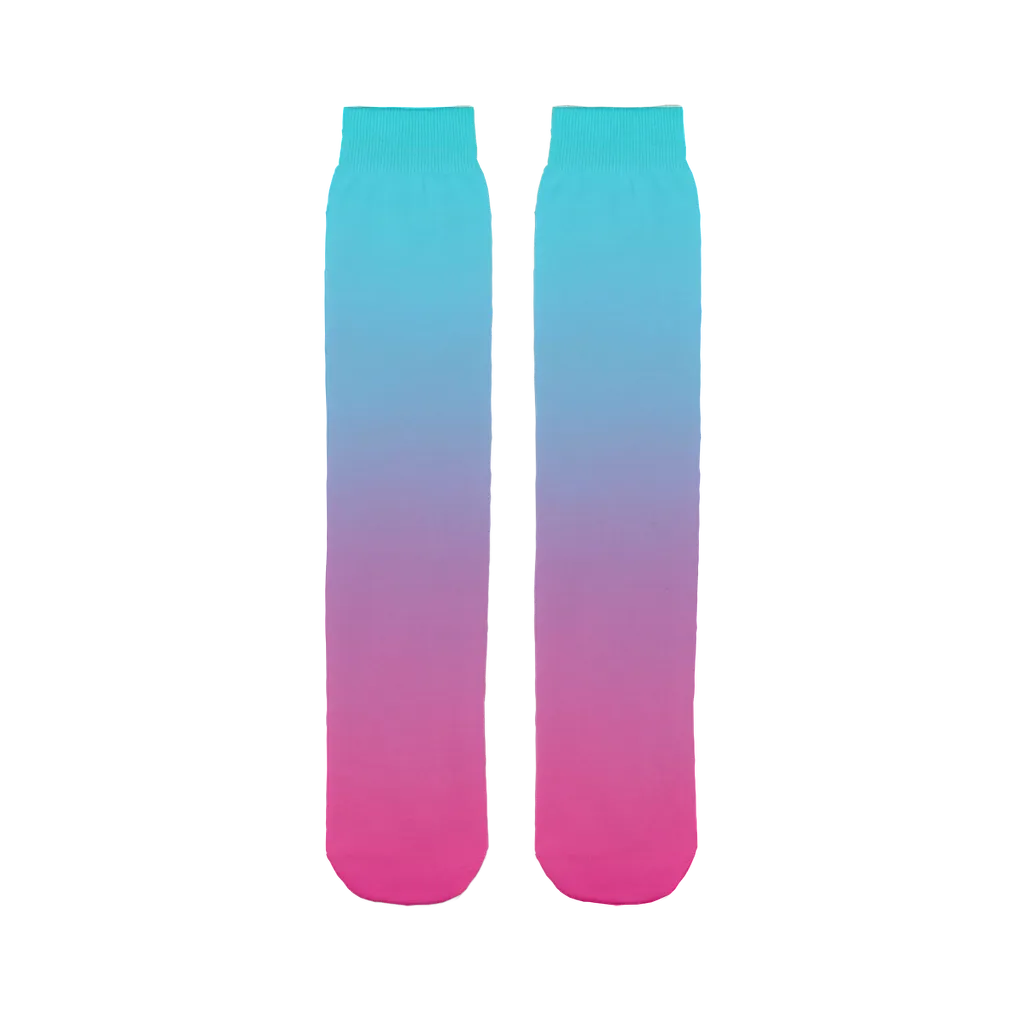 Teal Blue Faded to Hot Pink Tube Socks