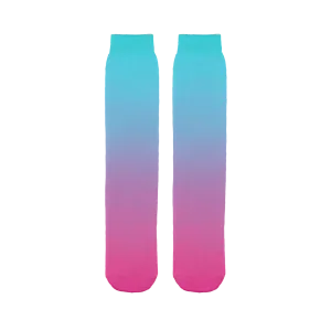 Teal Blue Faded to Hot Pink Tube Socks