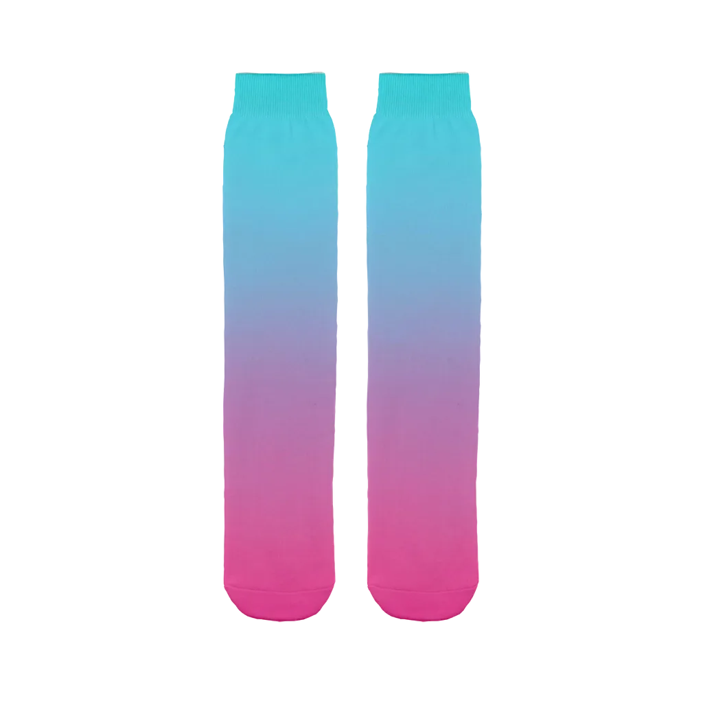 Teal Blue Faded to Hot Pink Tube Socks