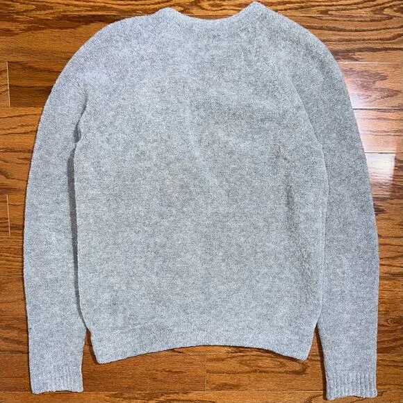 Theory Grey Wool Cynth B Boucle Asymmetrical Zip Sweater
