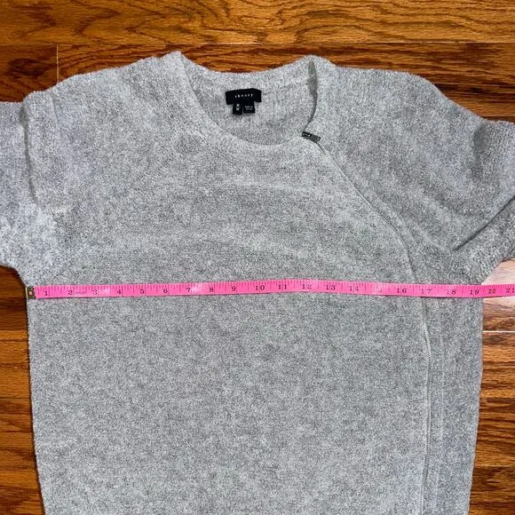 Theory Grey Wool Cynth B Boucle Asymmetrical Zip Sweater