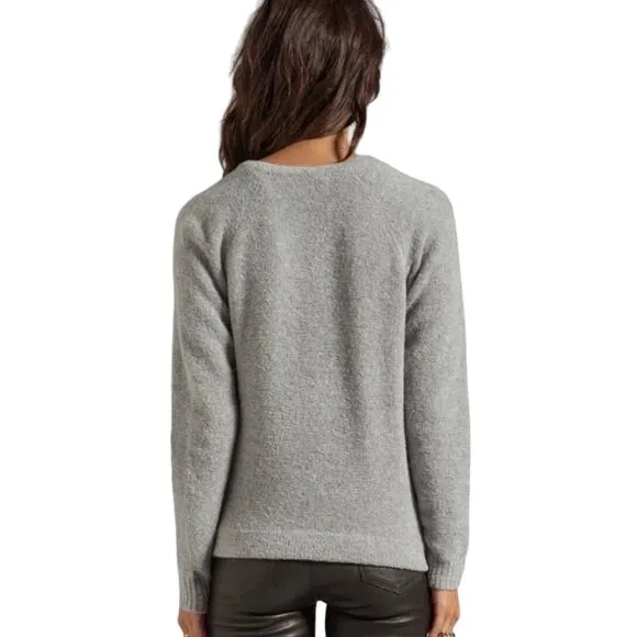 Theory Grey Wool Cynth B Boucle Asymmetrical Zip Sweater