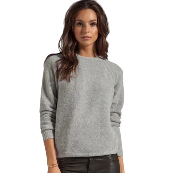 Theory Grey Wool Cynth B Boucle Asymmetrical Zip Sweater