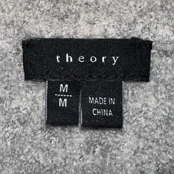 Theory Grey Wool Cynth B Boucle Asymmetrical Zip Sweater