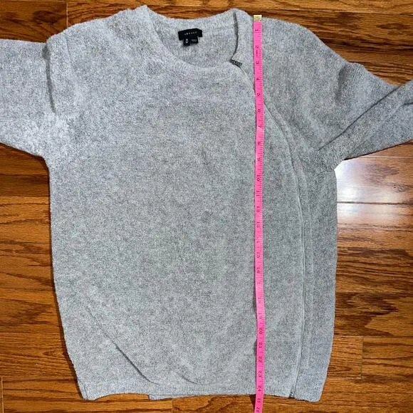 Theory Grey Wool Cynth B Boucle Asymmetrical Zip Sweater
