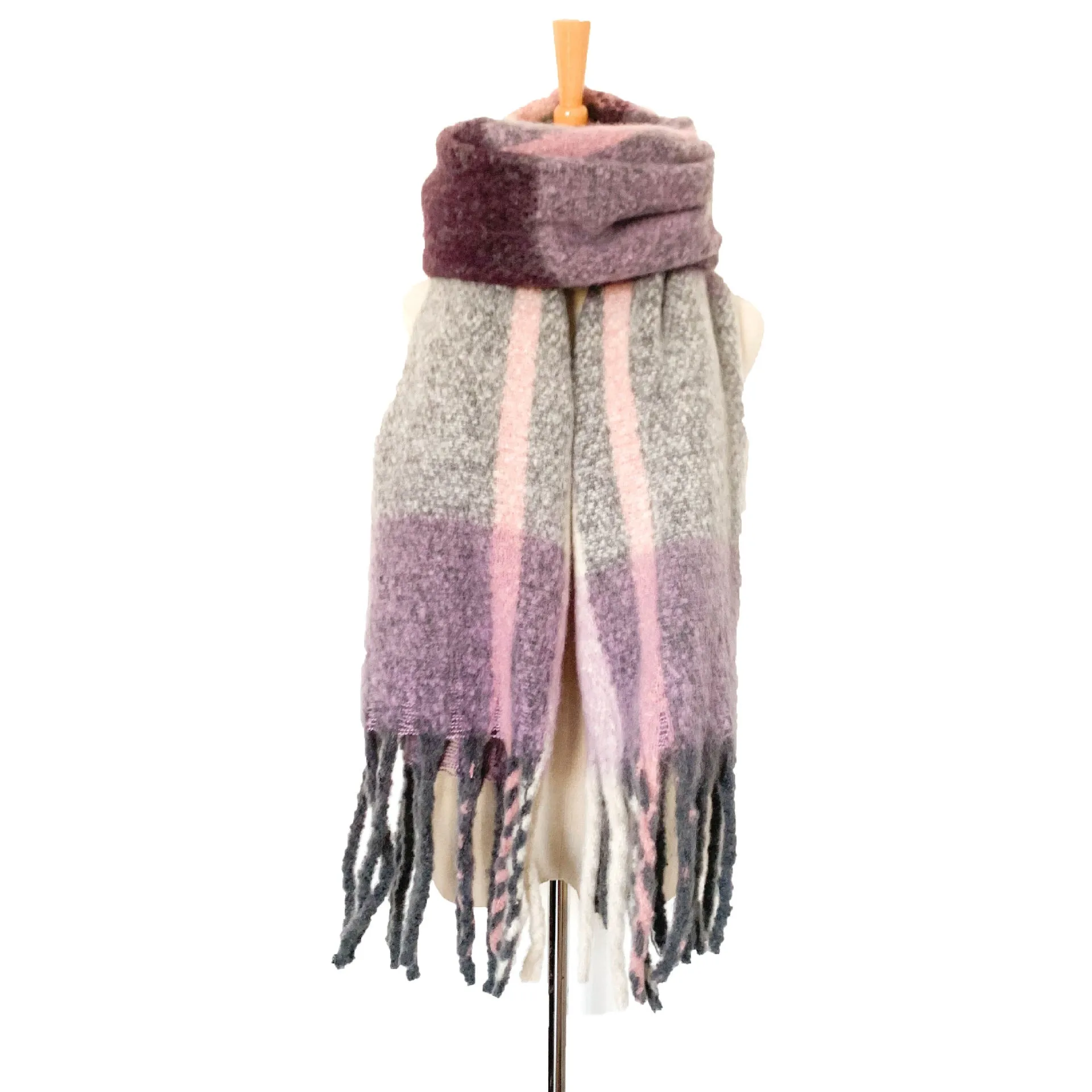 Thick Tassel Color Block Scarf