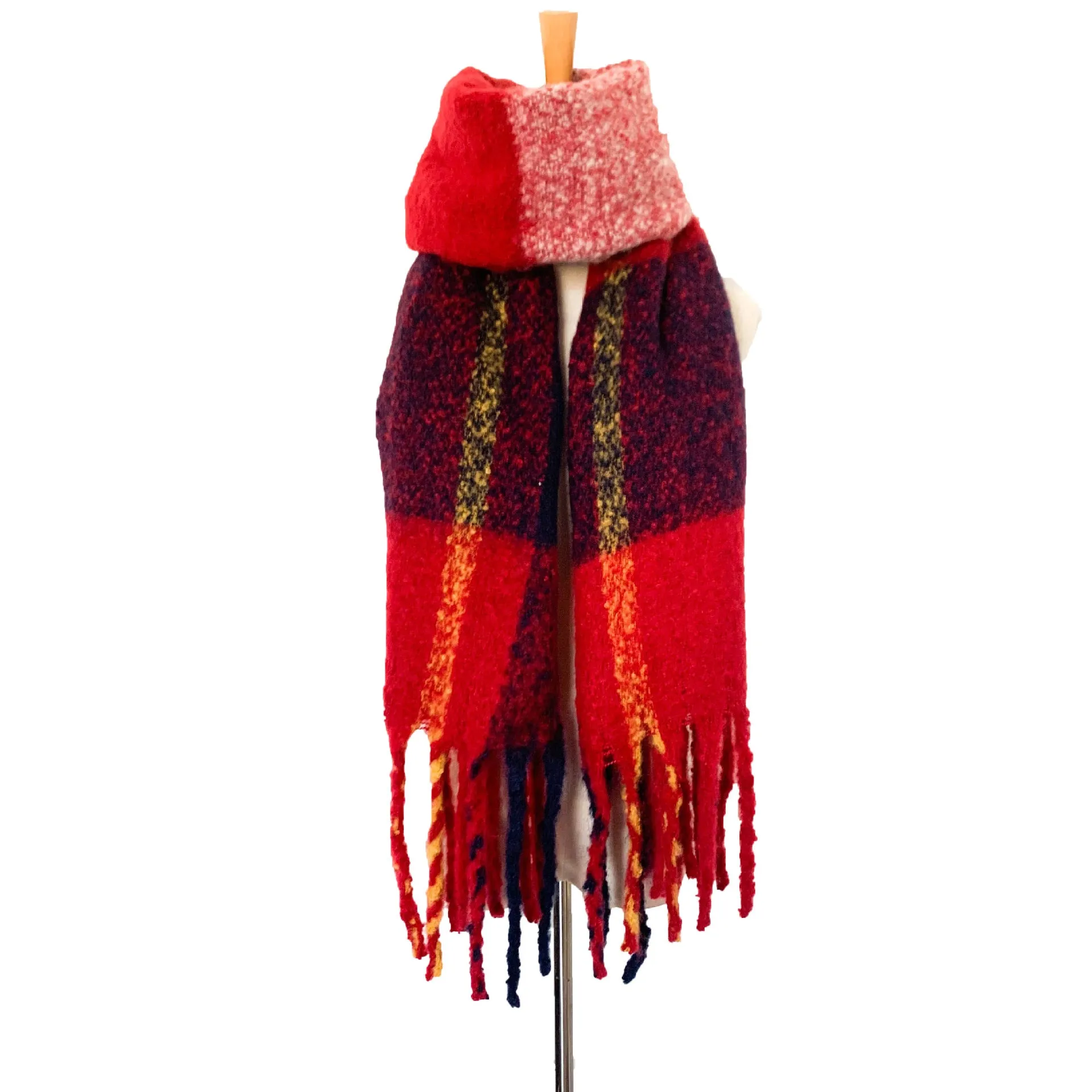 Thick Tassel Color Block Scarf