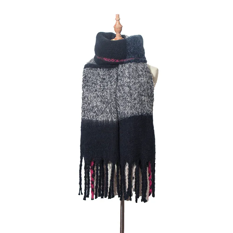 Thick Tassel Color Block Scarf