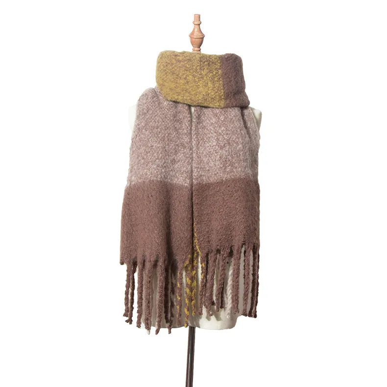 Thick Tassel Color Block Scarf