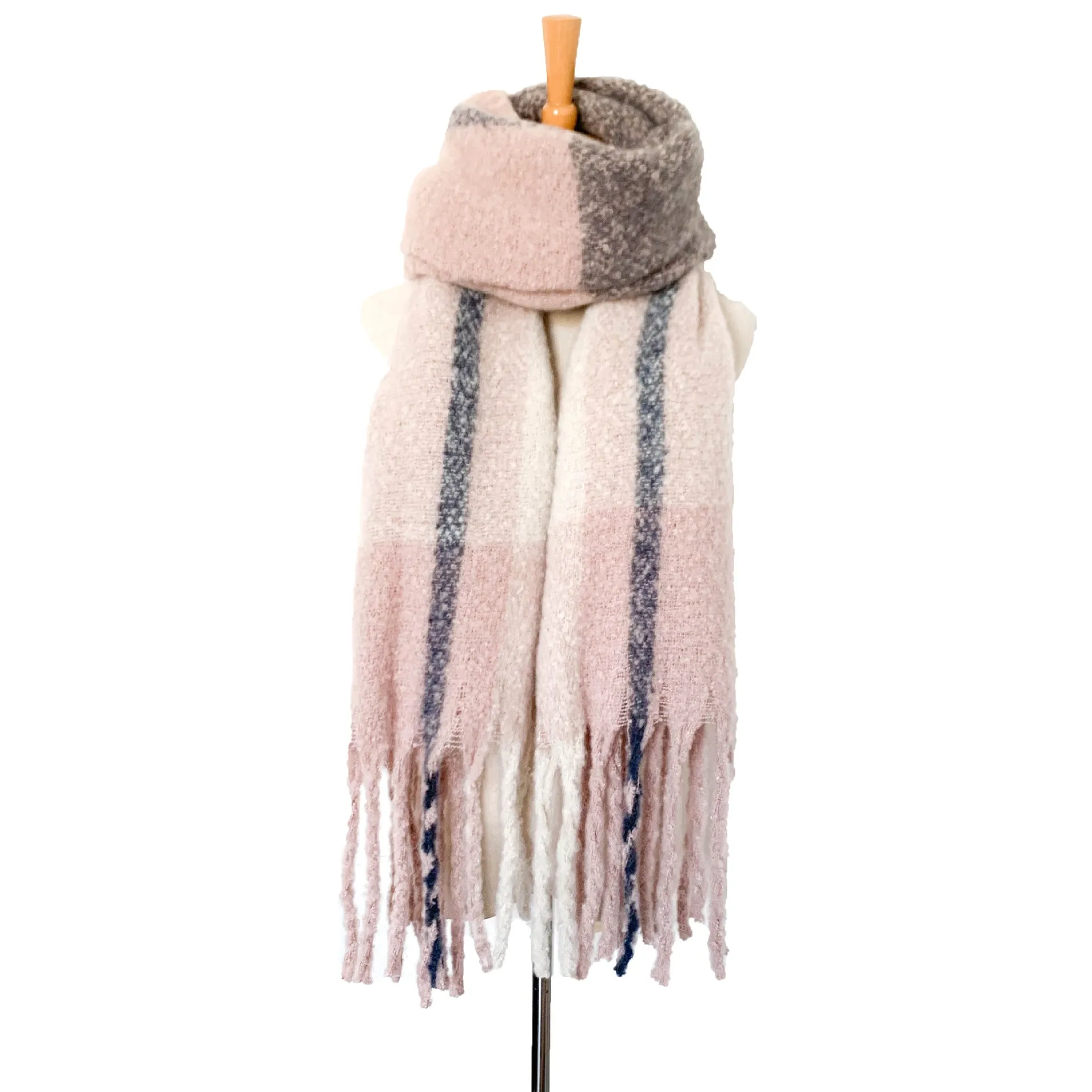 Thick Tassel Color Block Scarf