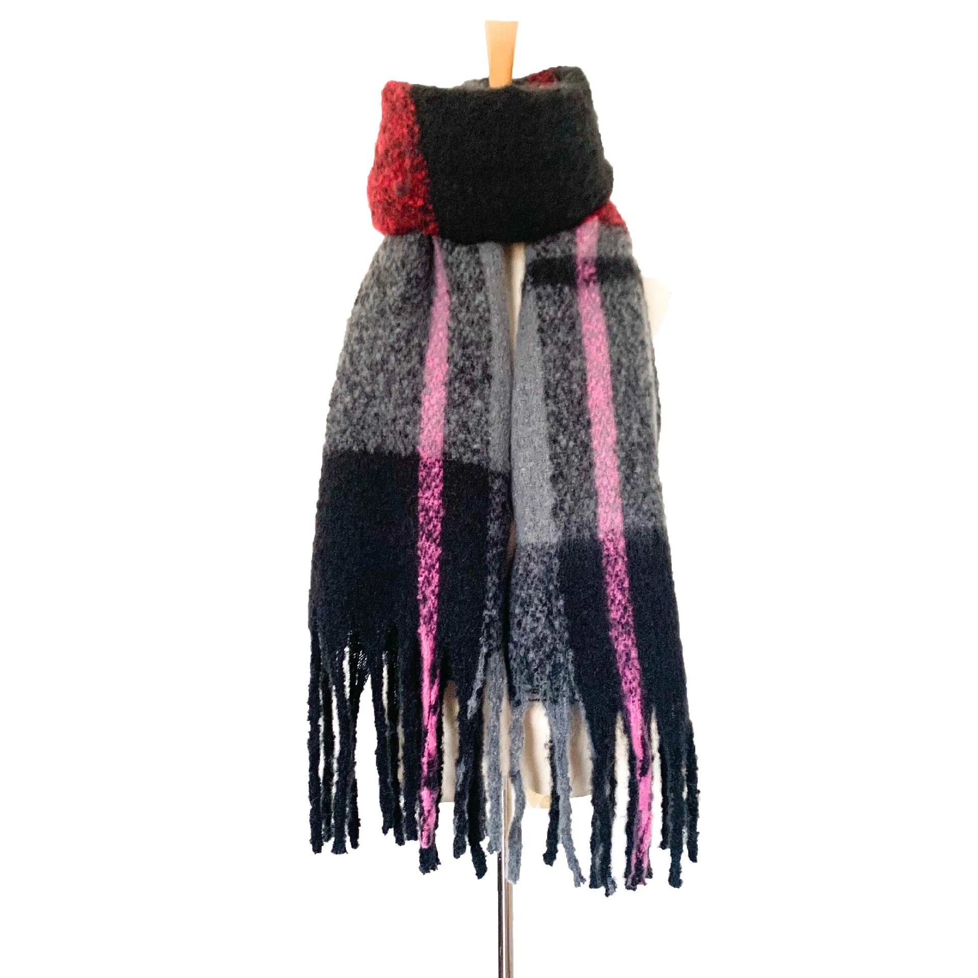 Thick Tassel Color Block Scarf