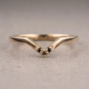 Triple Black Diamond Wedding Band, Quinn Setting, 14K Yellow Gold