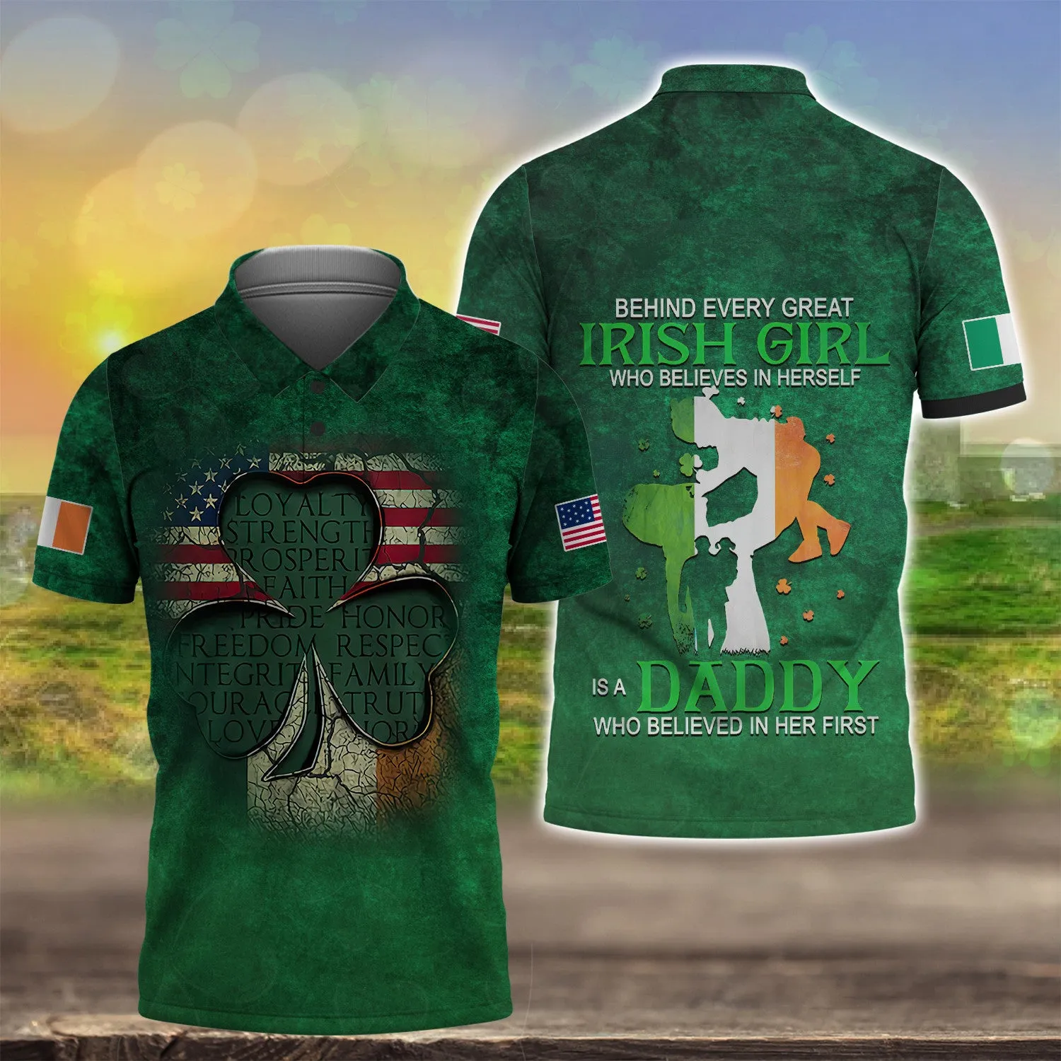 USA Irish 3D Shirts For St Patricks Day America Flag Celtic Cross