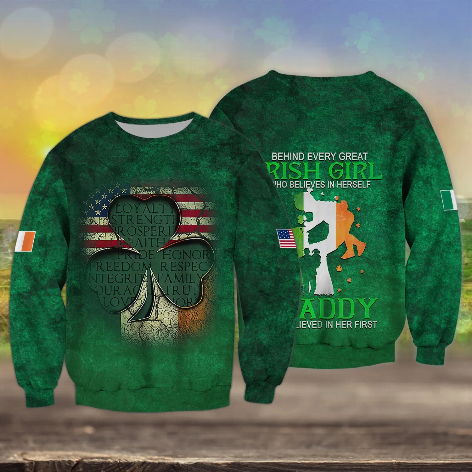 USA Irish 3D Shirts For St Patricks Day America Flag Celtic Cross