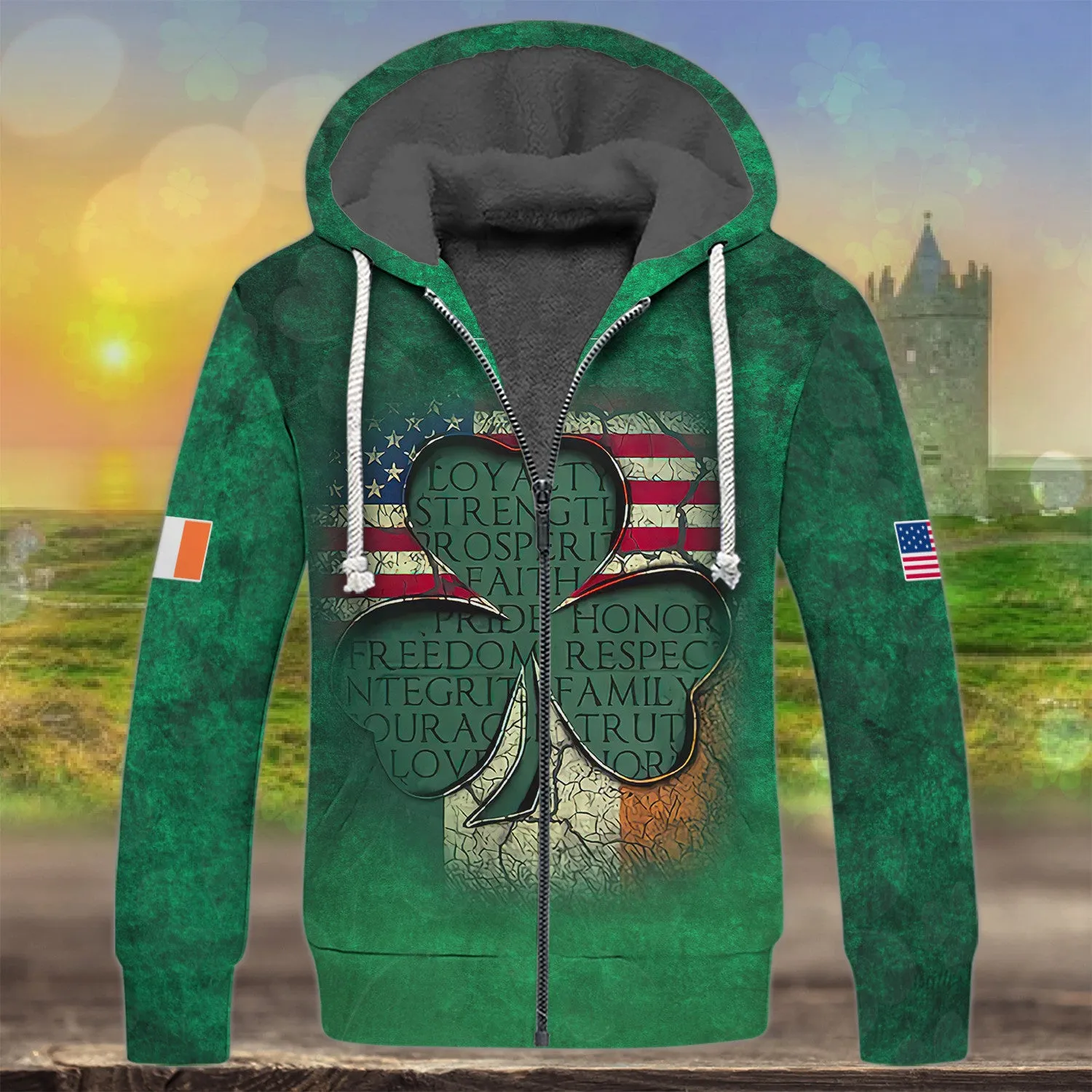USA Irish 3D Shirts For St Patricks Day America Flag Celtic Cross