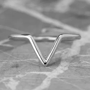 V Shaped Wedding Band, Victoria Setting, Platinum