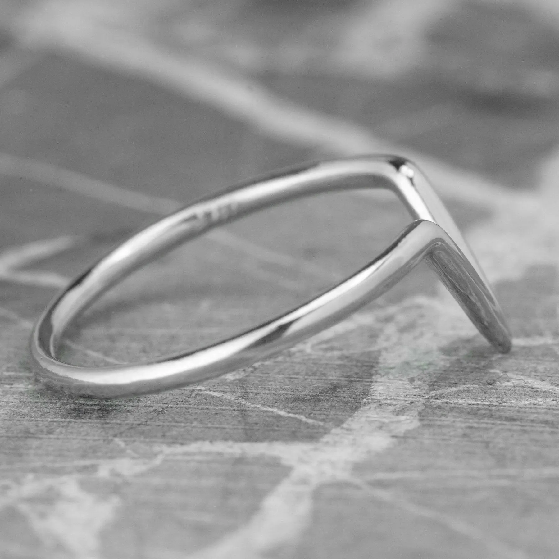 V Shaped Wedding Band, Victoria Setting, Platinum