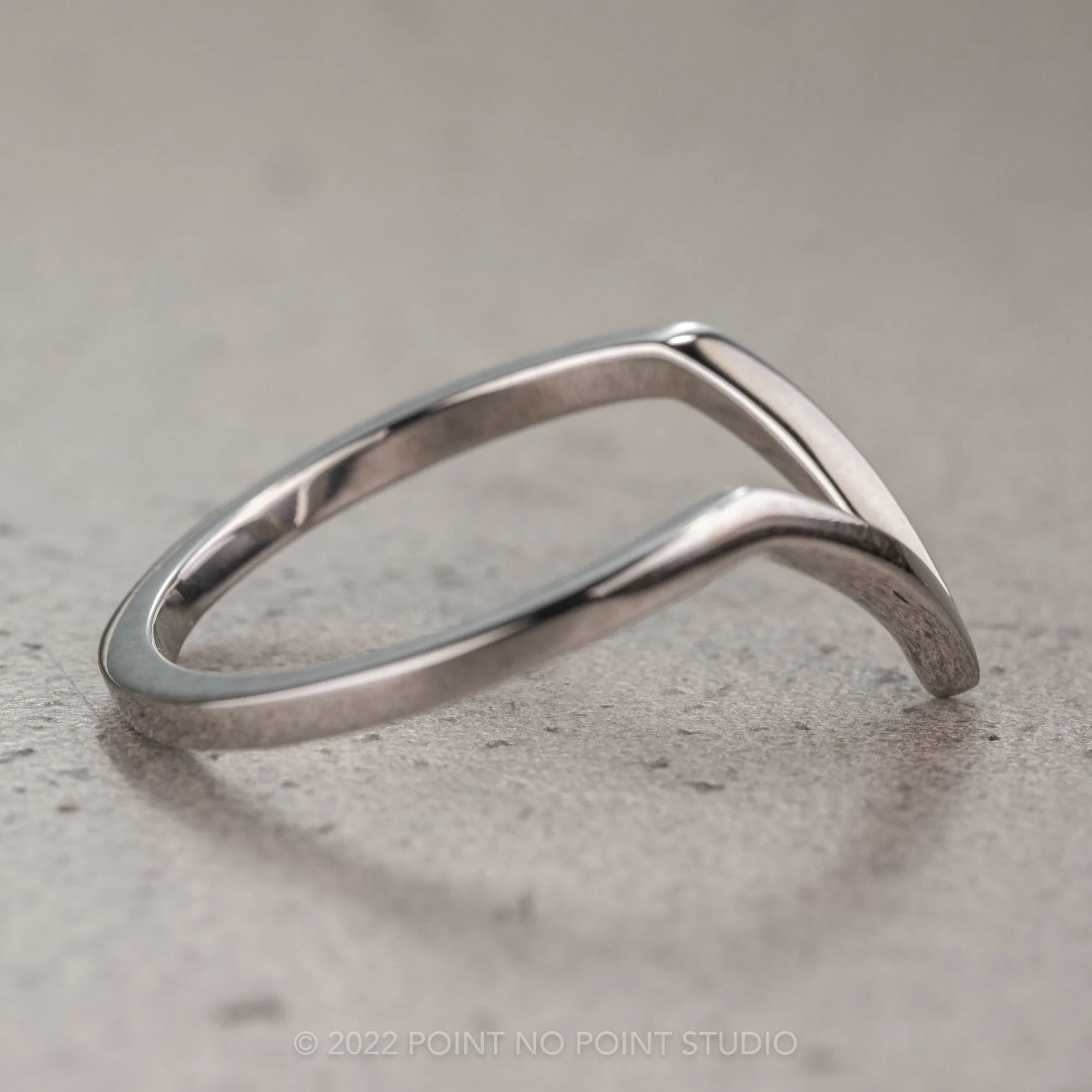V Shaped Wedding Band, Victoria Setting, Platinum