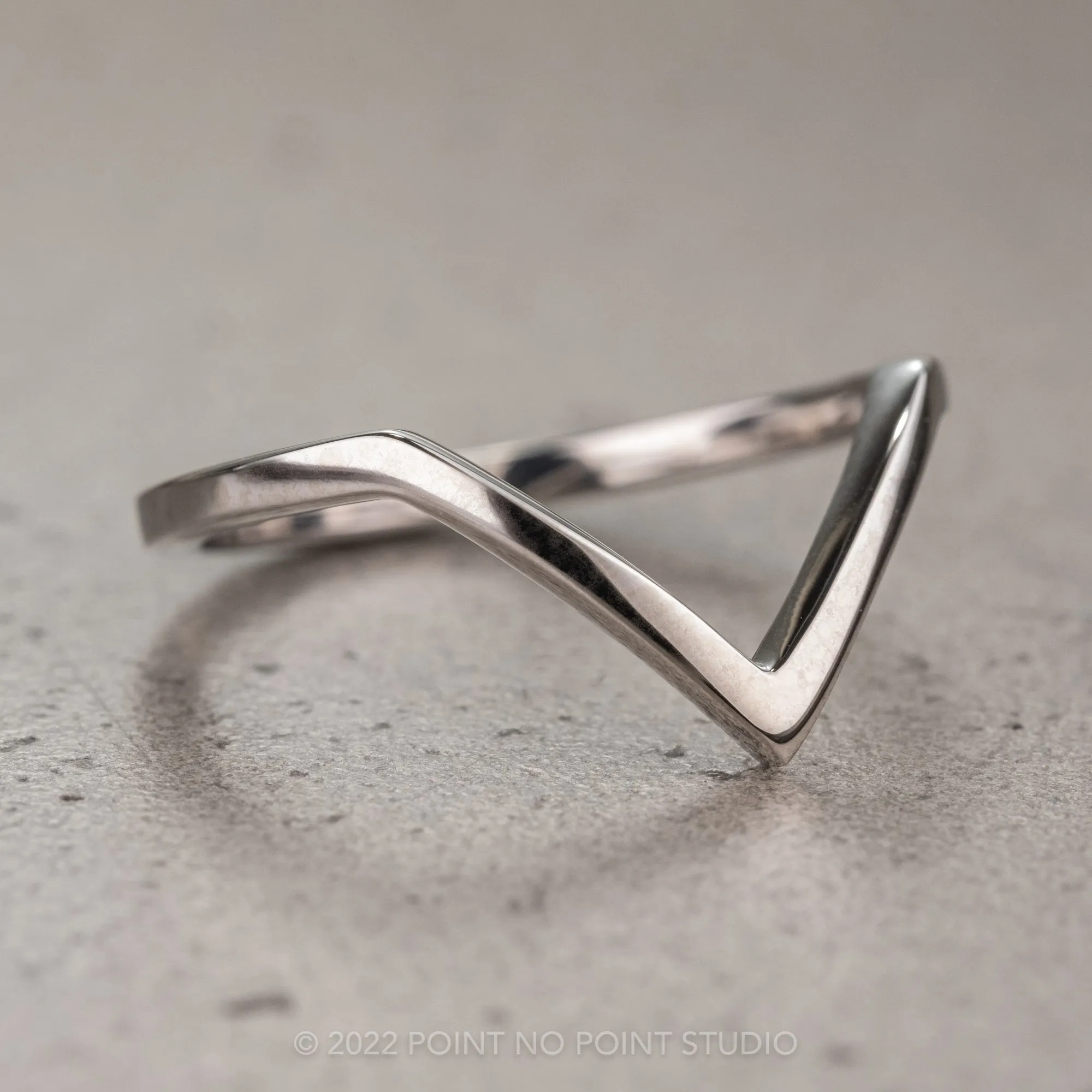 V Shaped Wedding Band, Victoria Setting, Platinum