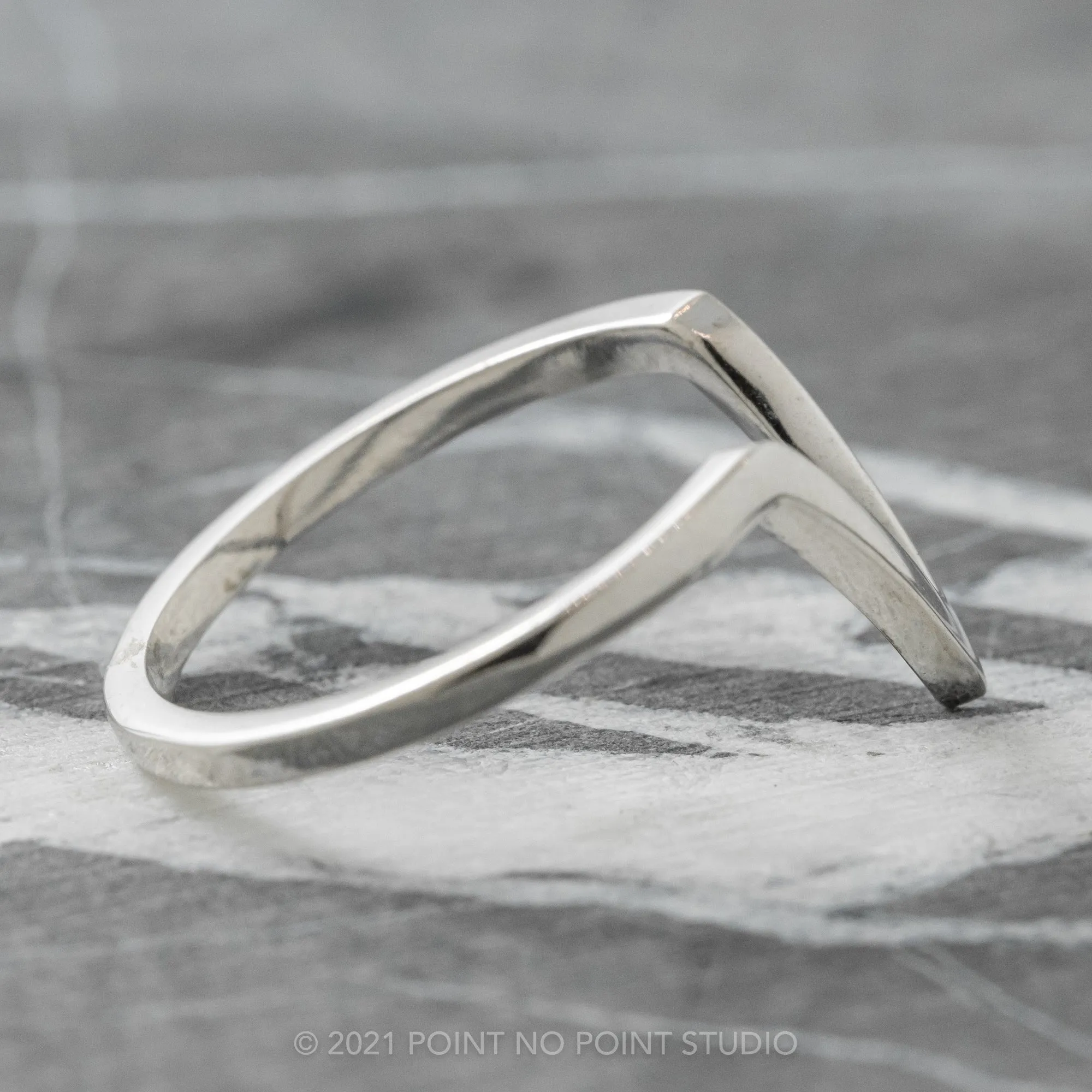 V Shaped Wedding Band, Victoria Setting, Platinum
