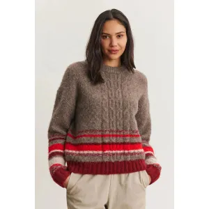 Velvet by Graham & Spencer Elayne Alpaca Cable Knit Crew Neck Sweater