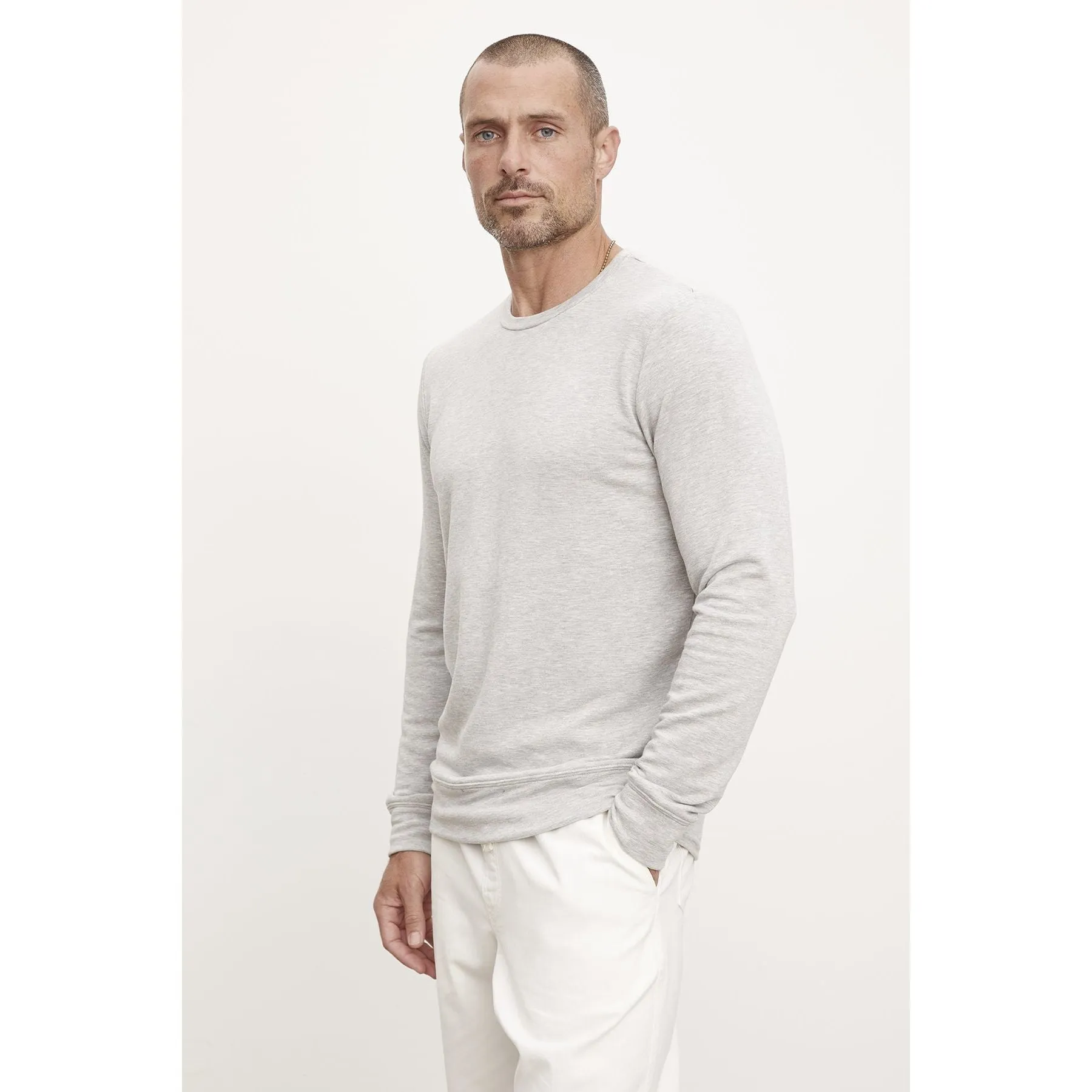 Velvetmen Soren Luxe Fleece Pullover in Heather Grey