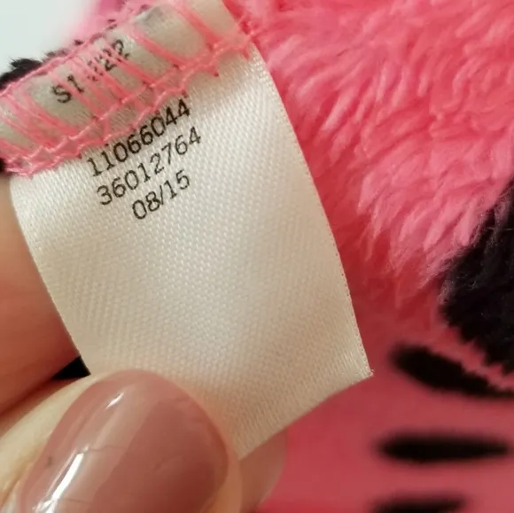 Victoria's Secret PINK Vintage Plush Polka Dot Soft Bathrobe Iconic Puppy Dog