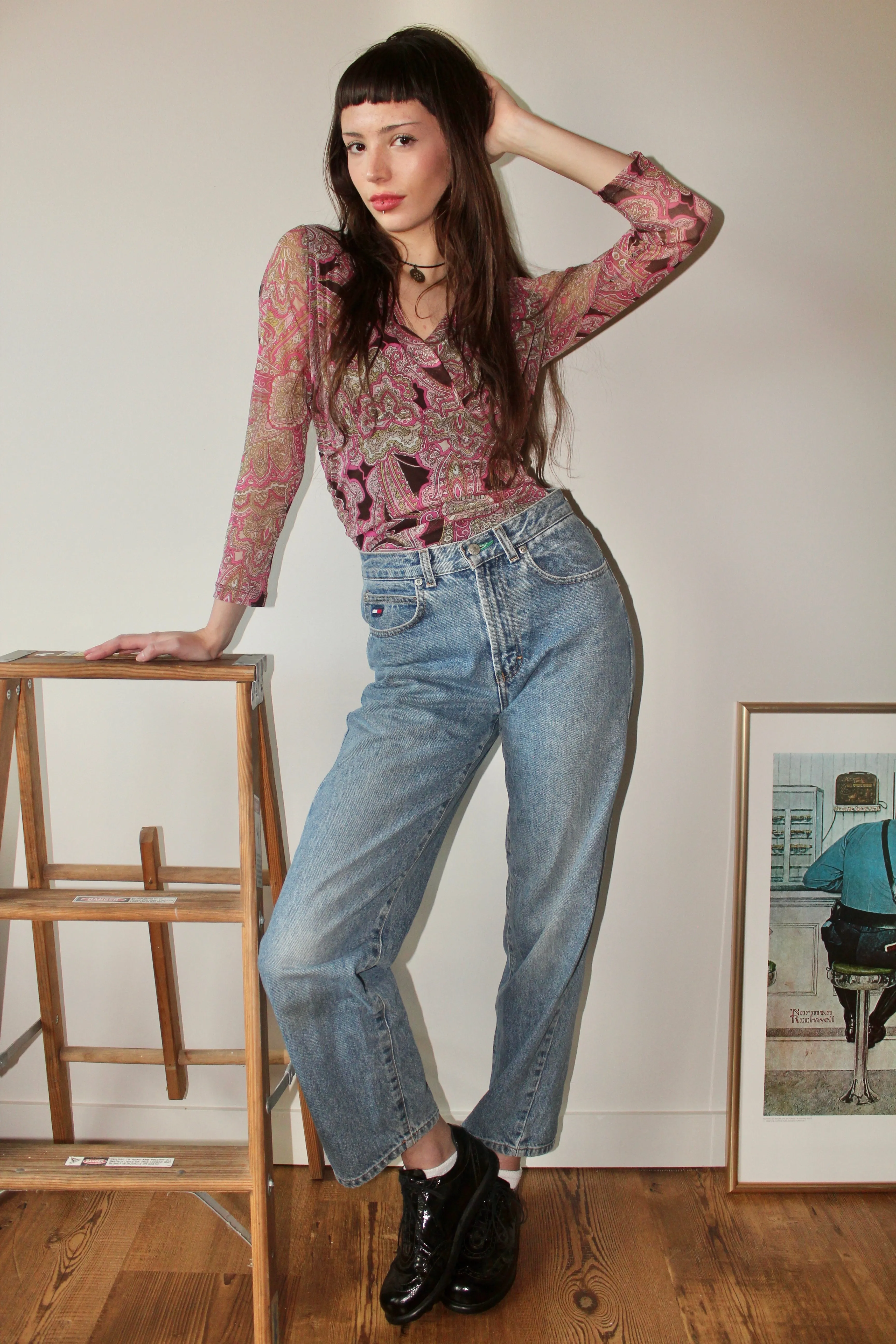 Vintage 90s Groovy Paisley Wrap Blouse (M)