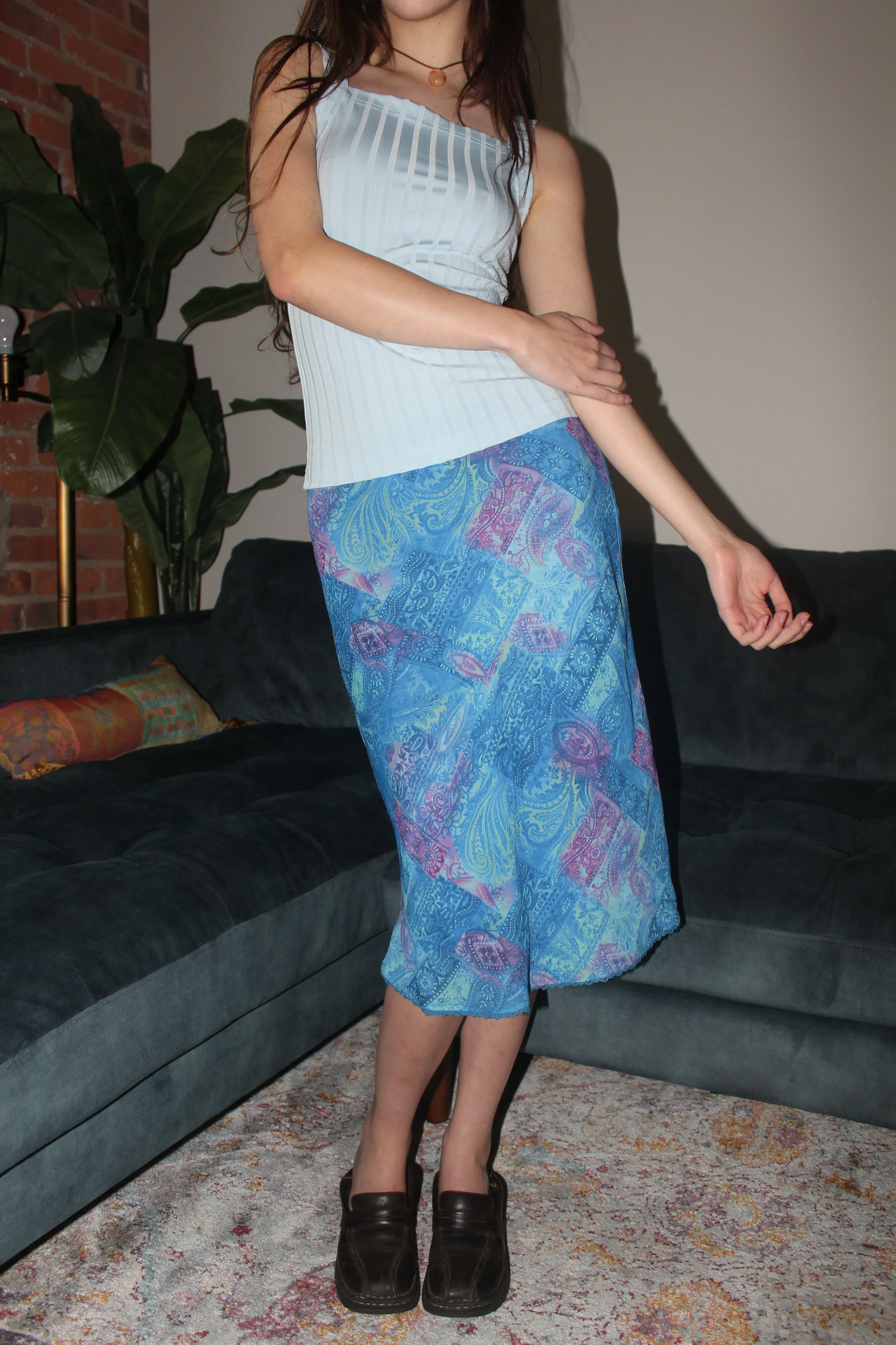 Vintage 90s Paisley Midi Skirt (S)
