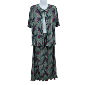 Vintage 90s Paisley Two Piece Set Skirt And Shirt Size Medium Early 90s