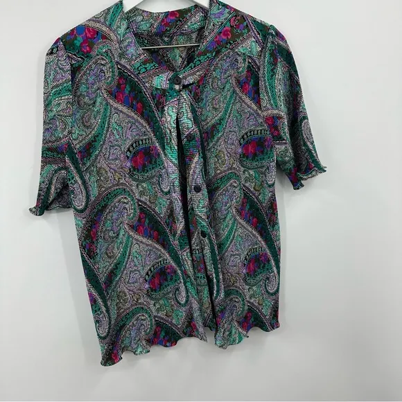 Vintage 90s Paisley Two Piece Set Skirt And Shirt Size Medium Early 90s
