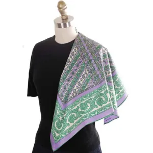 Vintage Acetate Scarf Sally Gee Purples & Greens 1960s