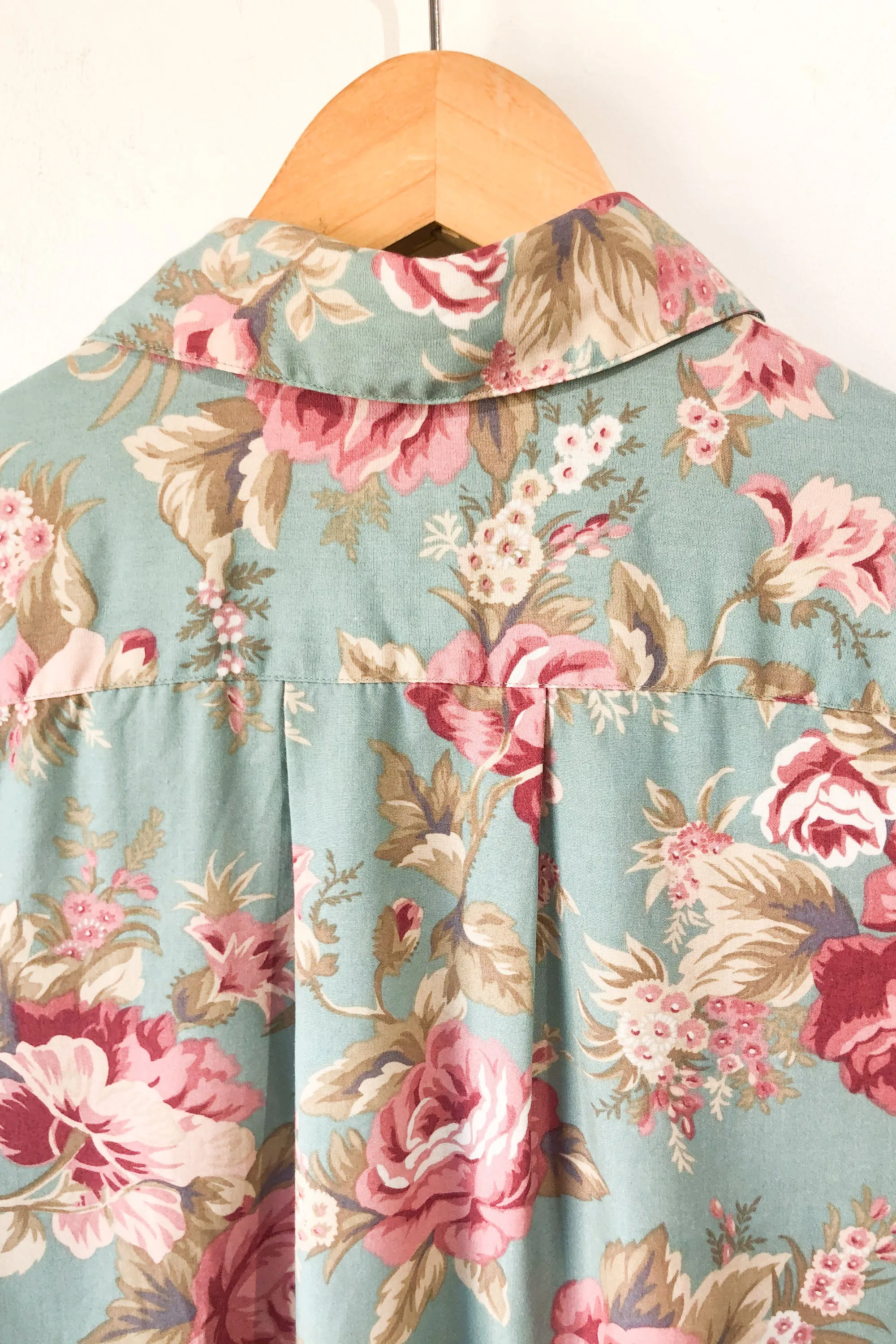 Vintage Banana Republic Teal Floral Blouse