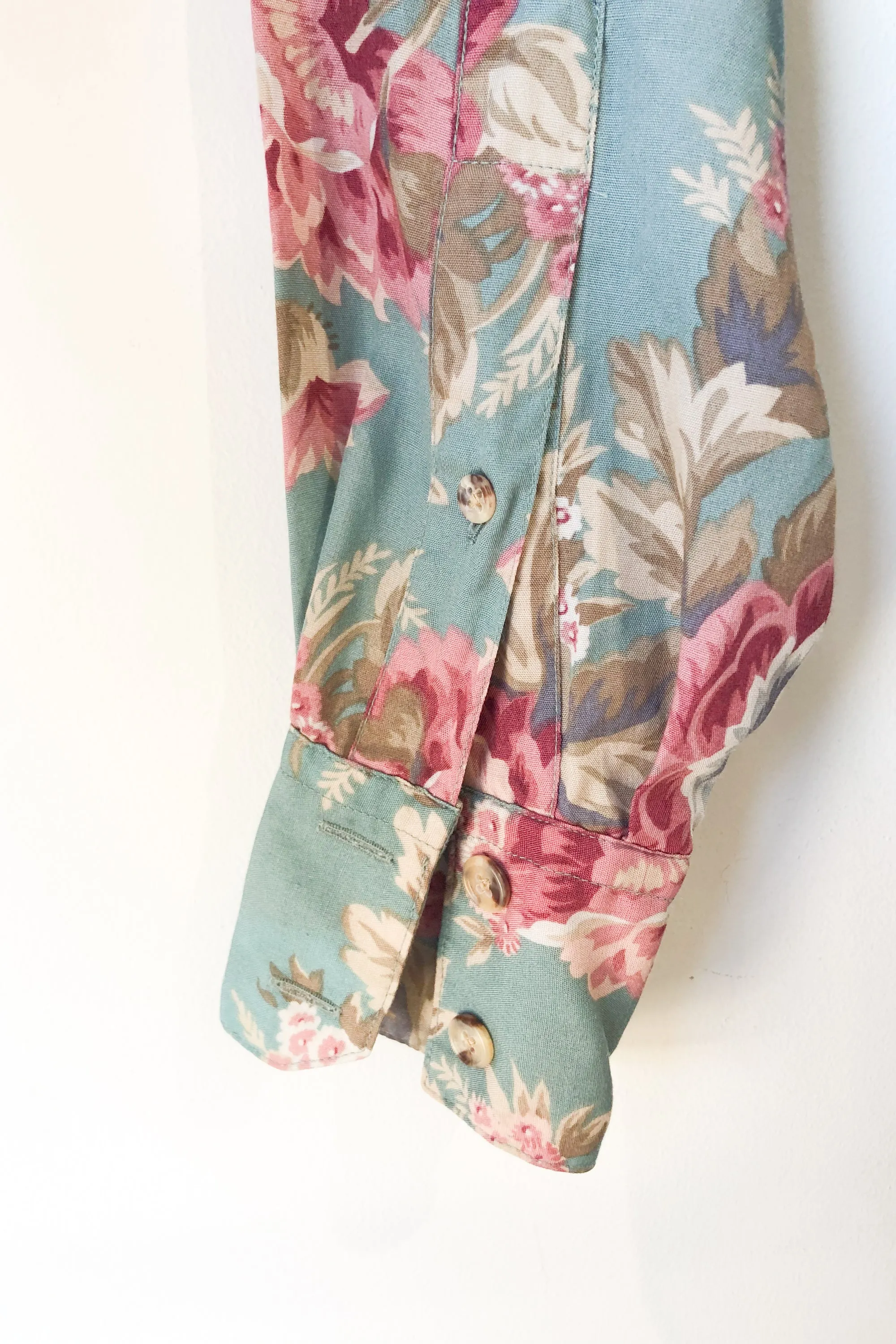 Vintage Banana Republic Teal Floral Blouse