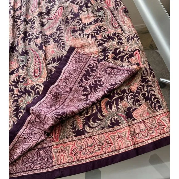 VINTAGE BROWN PAISLEY‎ WRAP MAXI SKIRT SIZE 12 | B2