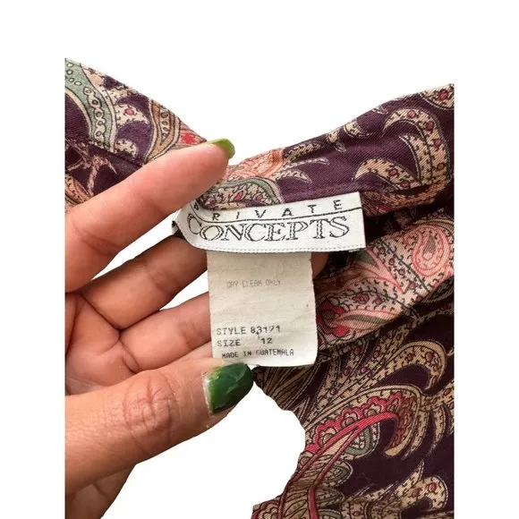 VINTAGE BROWN PAISLEY‎ WRAP MAXI SKIRT SIZE 12 | B2