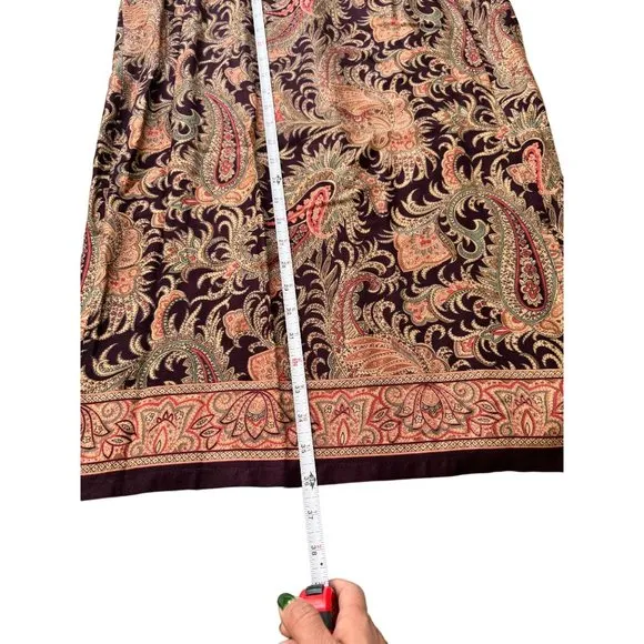 VINTAGE BROWN PAISLEY‎ WRAP MAXI SKIRT SIZE 12 | B2