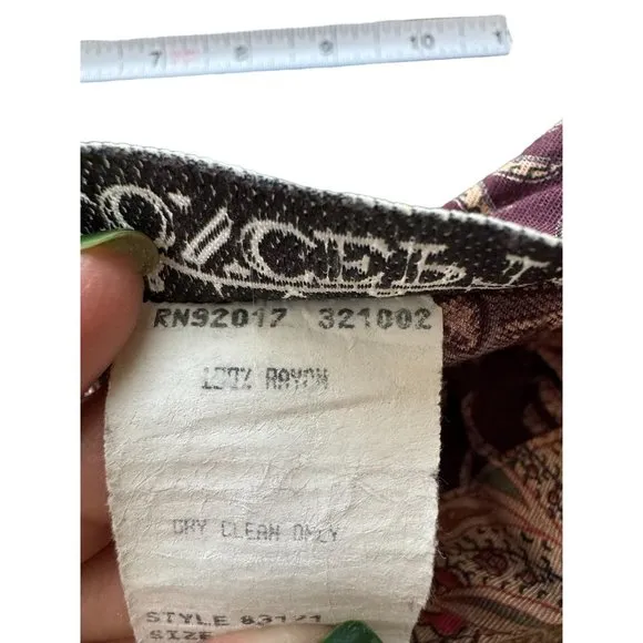 VINTAGE BROWN PAISLEY‎ WRAP MAXI SKIRT SIZE 12 | B2