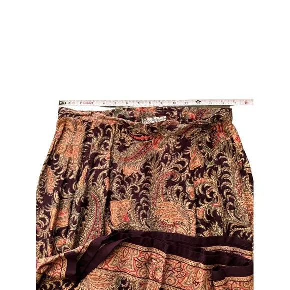 VINTAGE BROWN PAISLEY‎ WRAP MAXI SKIRT SIZE 12 | B2