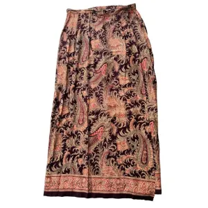 VINTAGE BROWN PAISLEY‎ WRAP MAXI SKIRT SIZE 12 | B2