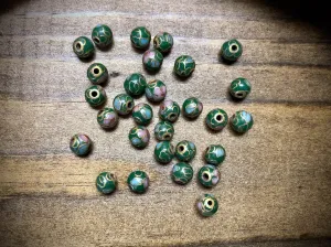 Vintage Cloisonné Floral Bead - Green