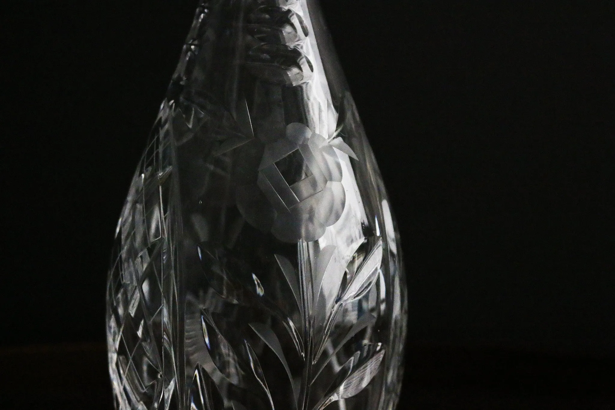 Vintage Crystal Floral Decanter