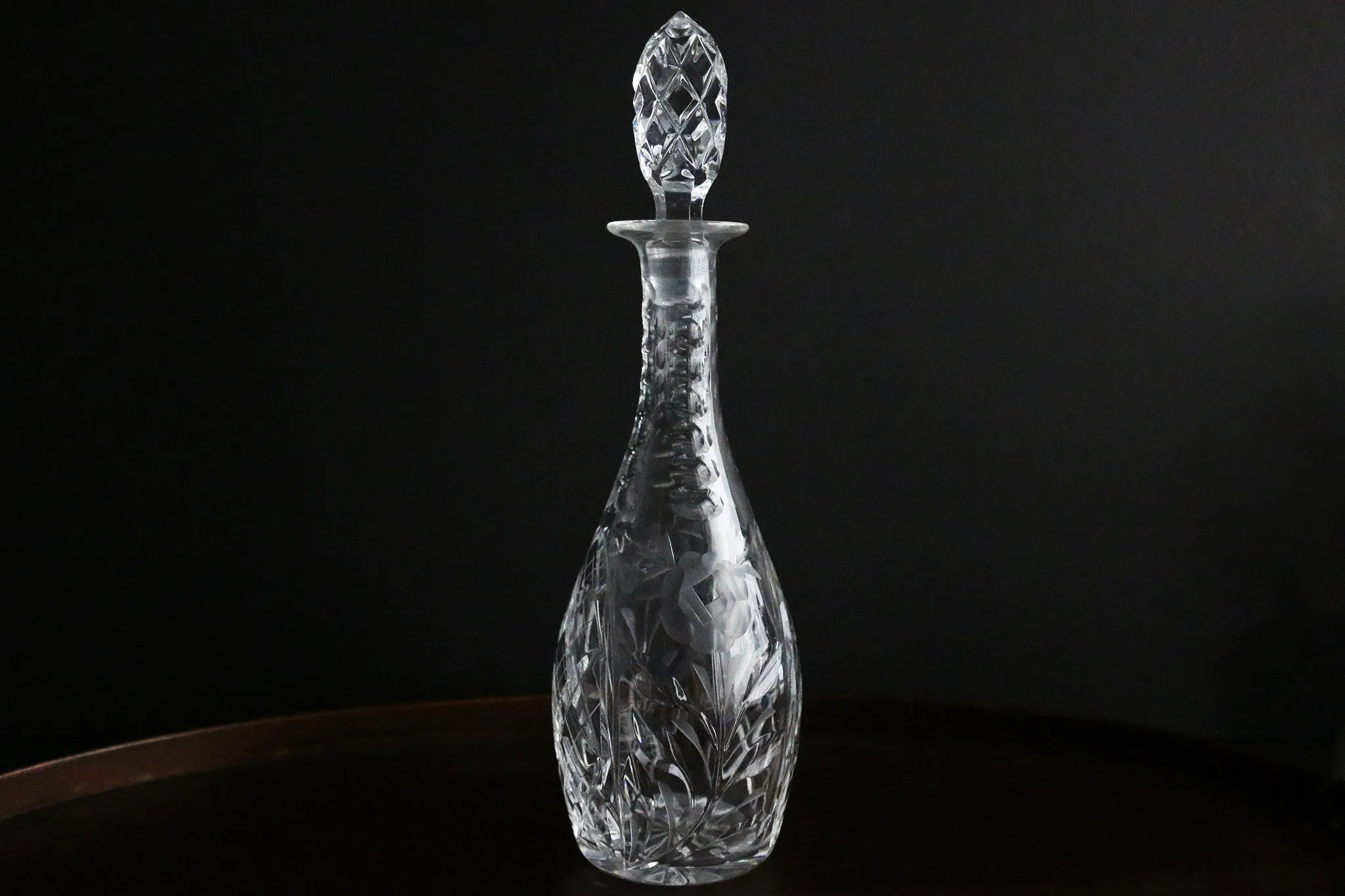 Vintage Crystal Floral Decanter
